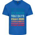 27th Birthday 27 Year Old Mens V-Neck Cotton T-Shirt Royal Blue