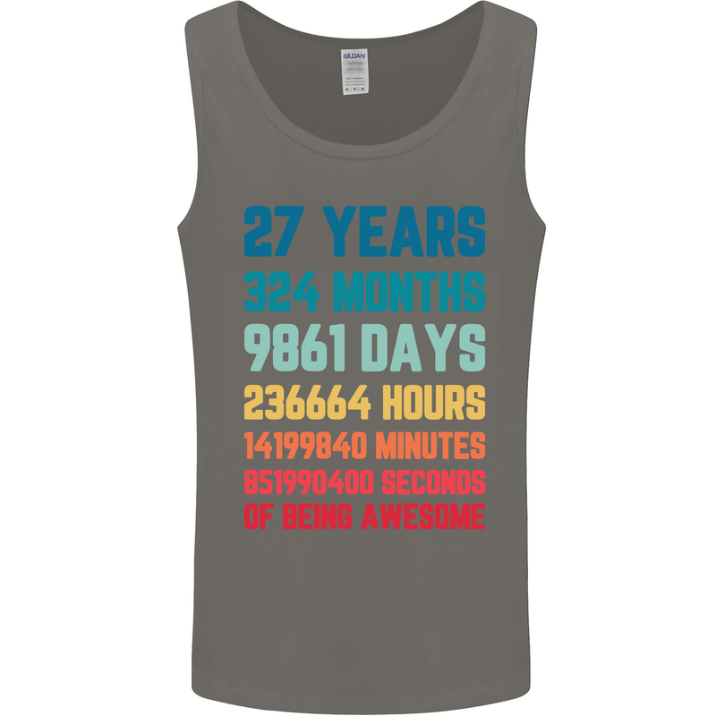 27th Birthday 27 Year Old Mens Vest Tank Top Charcoal