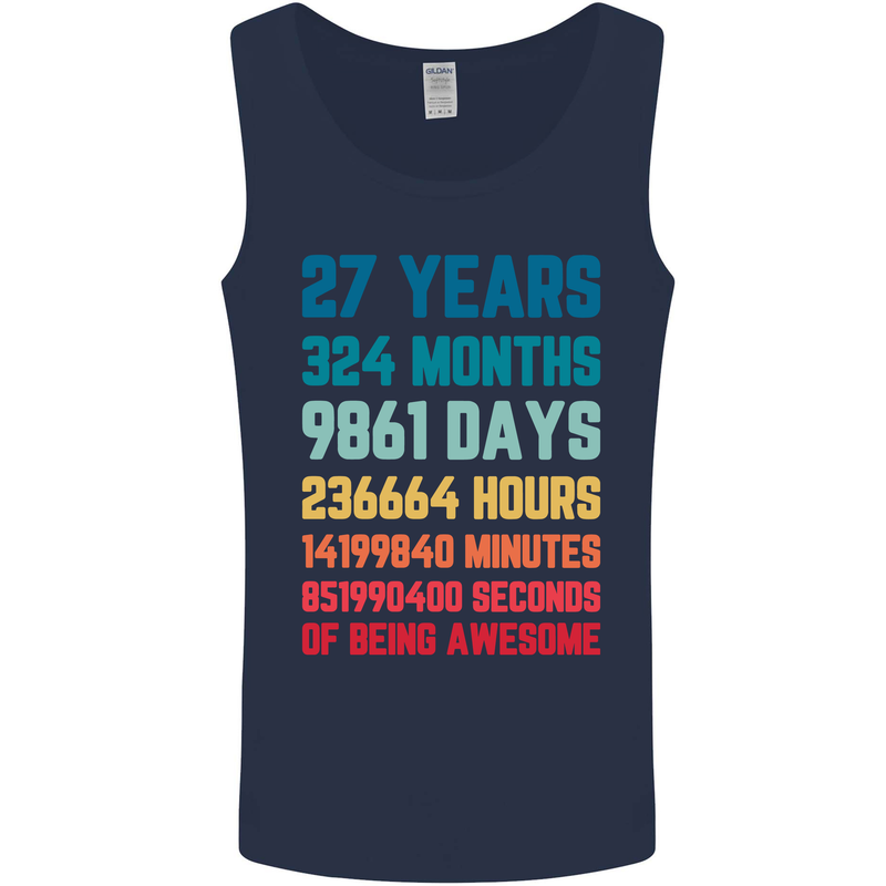 27th Birthday 27 Year Old Mens Vest Tank Top Navy Blue