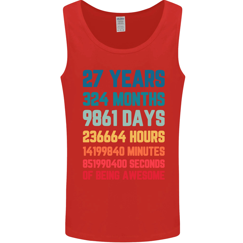 27th Birthday 27 Year Old Mens Vest Tank Top Red