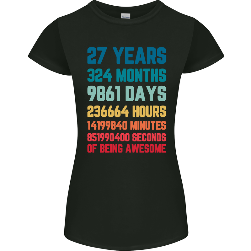 27th Birthday 27 Year Old Womens Petite Cut T-Shirt Black