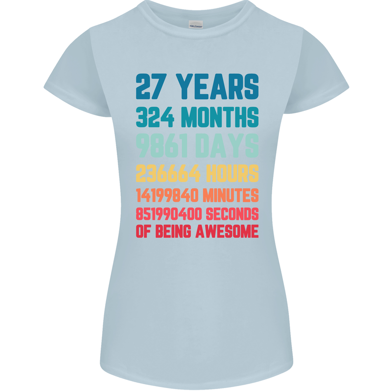 27th Birthday 27 Year Old Womens Petite Cut T-Shirt Light Blue
