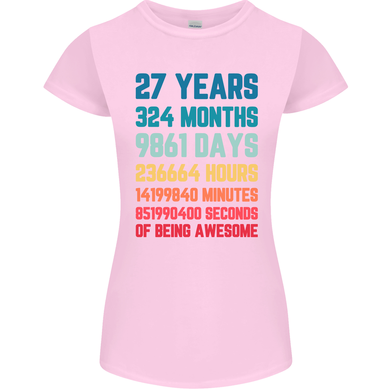 27th Birthday 27 Year Old Womens Petite Cut T-Shirt Light Pink