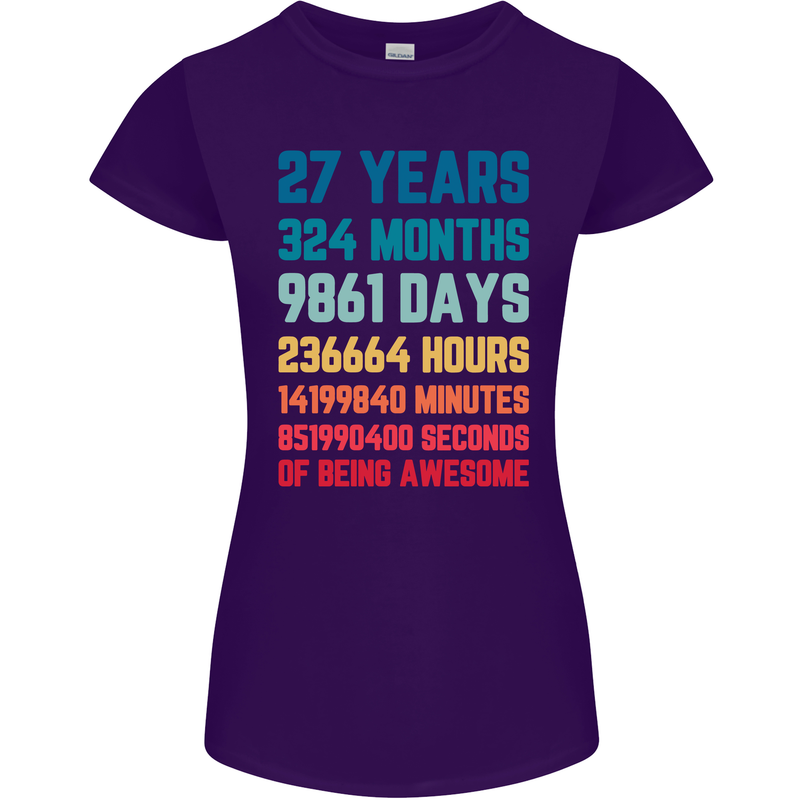 27th Birthday 27 Year Old Womens Petite Cut T-Shirt Purple