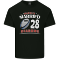 28 Year Wedding Anniversary 28th Rugby Mens Cotton T-Shirt Tee Top Black