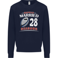 28 Year Wedding Anniversary 28th Rugby Mens Sweatshirt Jumper Navy Blue