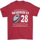 28 Year Wedding Anniversary 28th Rugby Mens T-Shirt 100% Cotton Red
