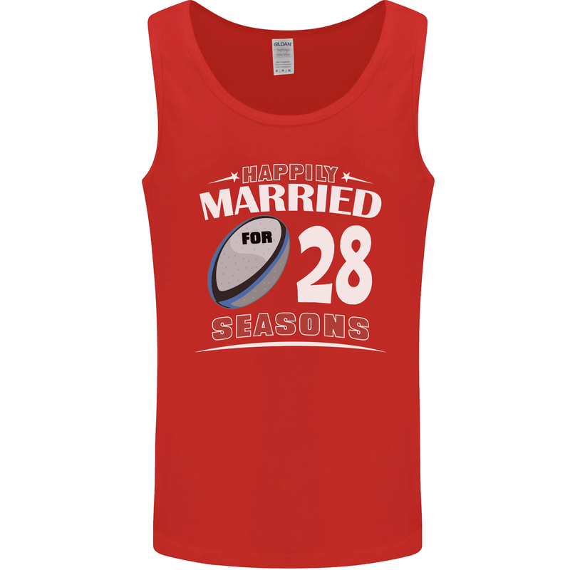 28 Year Wedding Anniversary 28th Rugby Mens Vest Tank Top Red