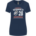 28 Year Wedding Anniversary 28th Rugby Womens Wider Cut T-Shirt Navy Blue
