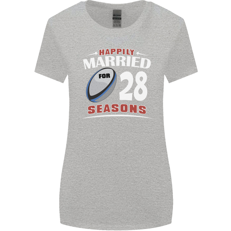 28 Year Wedding Anniversary 28th Rugby Womens Wider Cut T-Shirt Sports Grey
