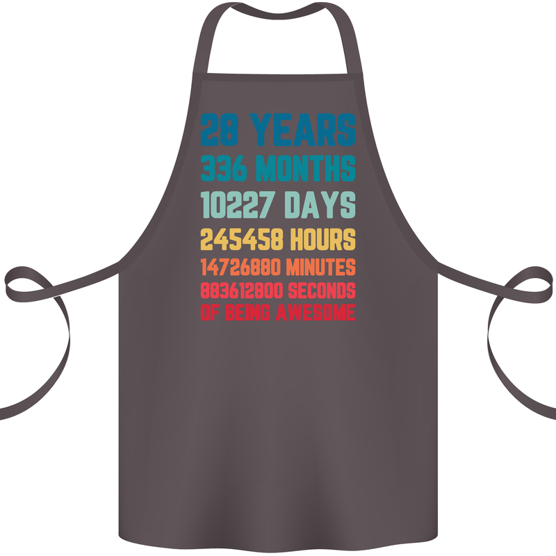 28th Birthday 28 Year Old Cotton Apron 100% Organic Dark Grey
