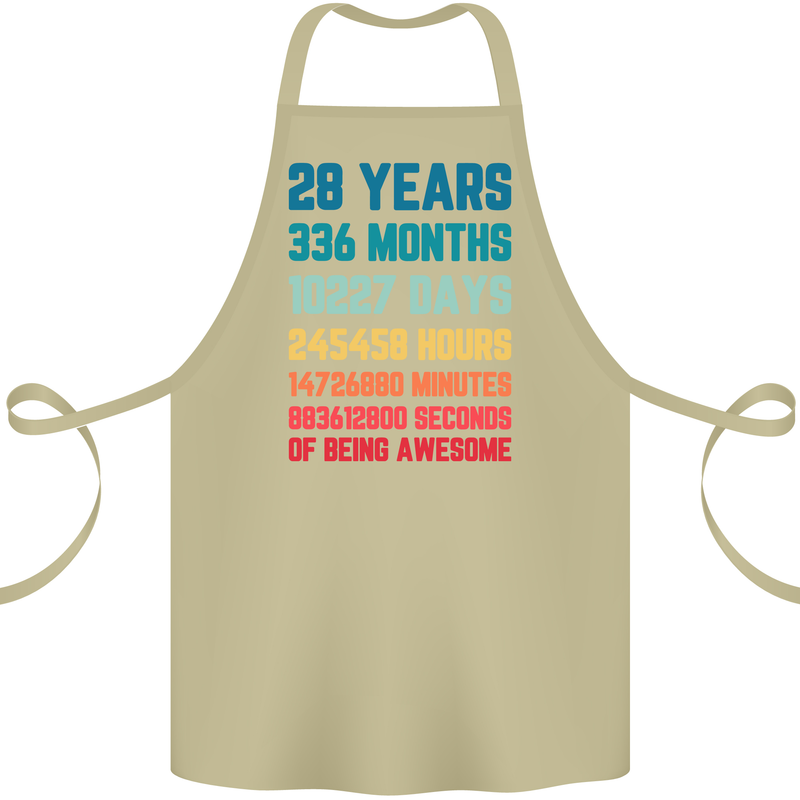 28th Birthday 28 Year Old Cotton Apron 100% Organic Khaki
