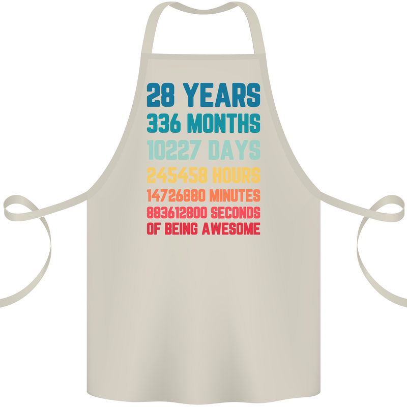 28th Birthday 28 Year Old Cotton Apron 100% Organic Natural