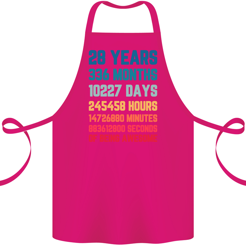28th Birthday 28 Year Old Cotton Apron 100% Organic Pink