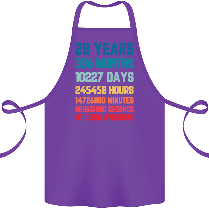 28th Birthday 28 Year Old Cotton Apron 100% Organic Purple