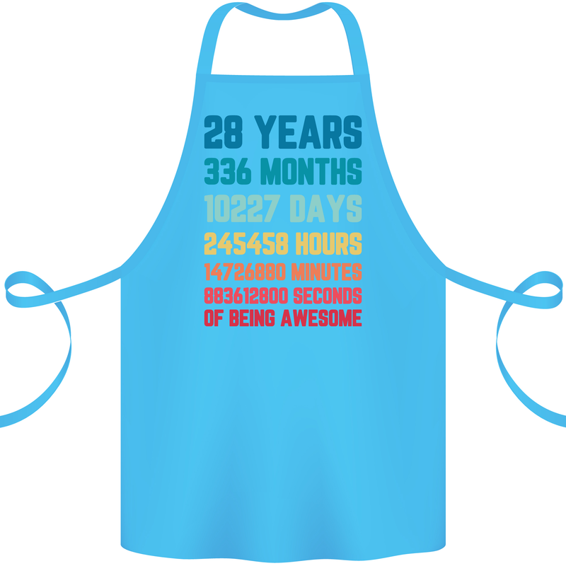 28th Birthday 28 Year Old Cotton Apron 100% Organic Turquoise