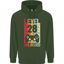 28th Birthday 28 Year Old Level Up Gamming Mens 80% Cotton Hoodie Forest Green