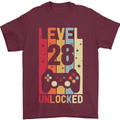 28th Birthday 28 Year Old Level Up Gamming Mens T-Shirt 100% Cotton Maroon