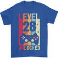28th Birthday 28 Year Old Level Up Gamming Mens T-Shirt 100% Cotton Royal Blue