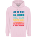 28th Birthday 28 Year Old Mens 80% Cotton Hoodie Light Pink