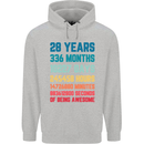 28th Birthday 28 Year Old Mens 80% Cotton Hoodie Sports Grey