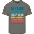 28th Birthday 28 Year Old Mens Cotton T-Shirt Tee Top Charcoal
