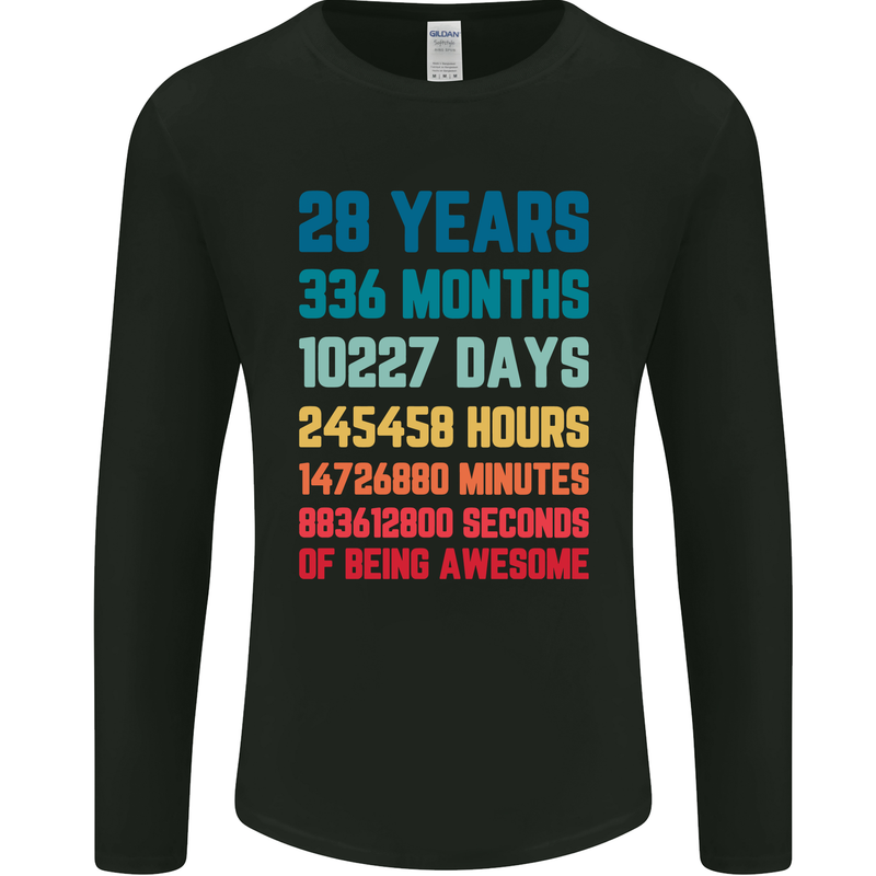 28th Birthday 28 Year Old Mens Long Sleeve T-Shirt Black