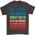 28th Birthday 28 Year Old Mens T-Shirt 100% Cotton Dark Chocolate