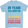 28th Birthday 28 Year Old Mens T-Shirt 100% Cotton Light Blue
