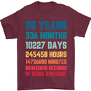 28th Birthday 28 Year Old Mens T-Shirt 100% Cotton Maroon