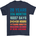 28th Birthday 28 Year Old Mens T-Shirt 100% Cotton Navy Blue