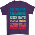 28th Birthday 28 Year Old Mens T-Shirt 100% Cotton Purple