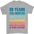 28th Birthday 28 Year Old Mens T-Shirt 100% Cotton Sports Grey