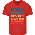 28th Birthday 28 Year Old Mens V-Neck Cotton T-Shirt Red