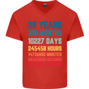 28th Birthday 28 Year Old Mens V-Neck Cotton T-Shirt Red