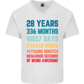 28th Birthday 28 Year Old Mens V-Neck Cotton T-Shirt White