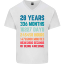28th Birthday 28 Year Old Mens V-Neck Cotton T-Shirt White