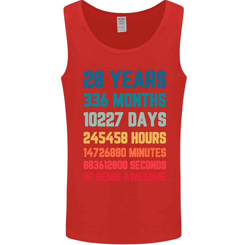 28th Birthday 28 Year Old Mens Vest Tank Top Red