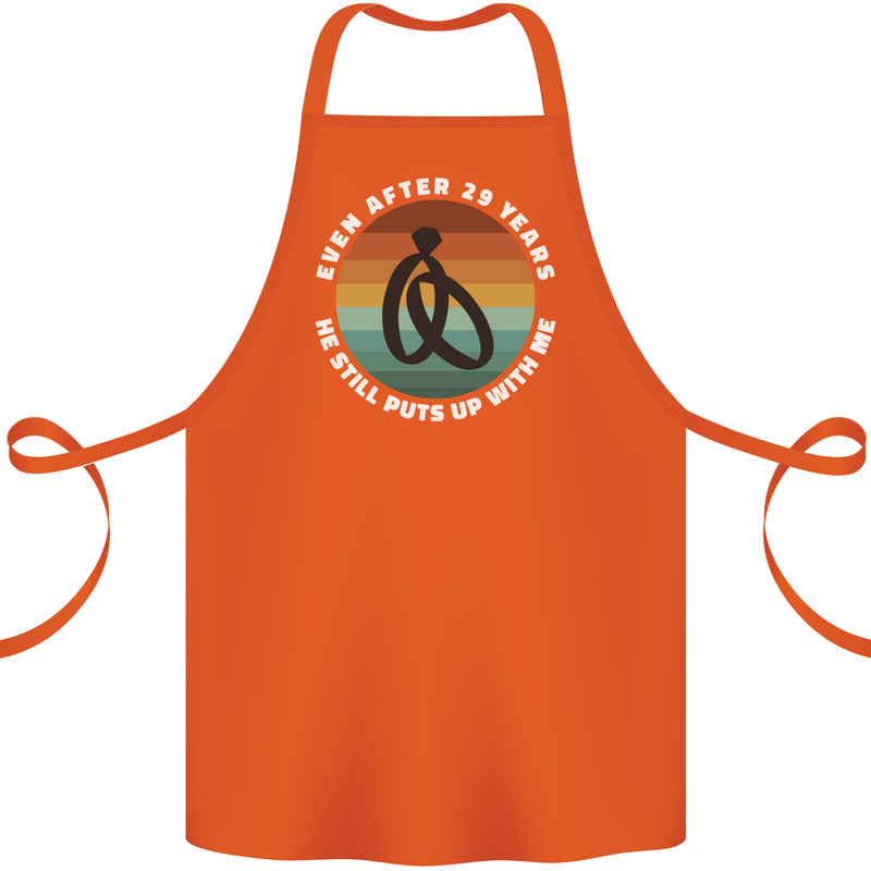 29 Year Wedding Anniversary 29th Marriage Cotton Apron 100% Organic Orange