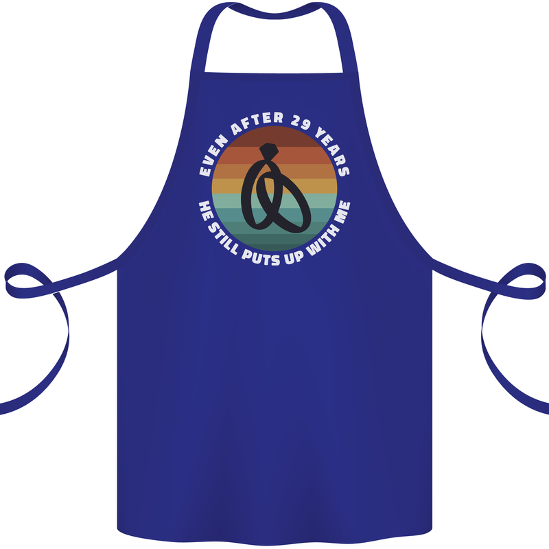 29 Year Wedding Anniversary 29th Marriage Cotton Apron 100% Organic Royal Blue