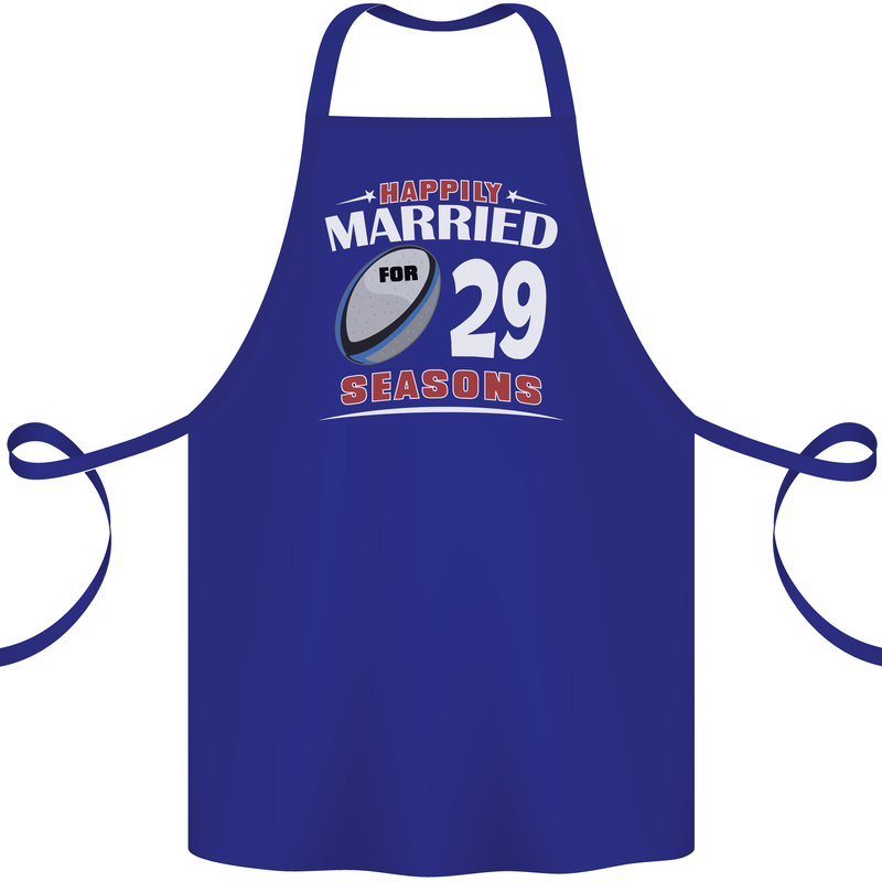 29 Year Wedding Anniversary 29th Rugby Cotton Apron 100% Organic Royal Blue