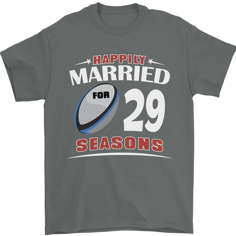 29 Year Wedding Anniversary 29th Rugby Mens T-Shirt 100% Cotton Charcoal
