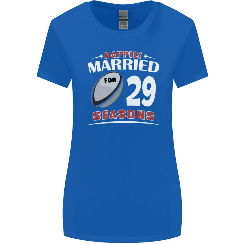 29 Year Wedding Anniversary 29th Rugby Womens Wider Cut T-Shirt Royal Blue