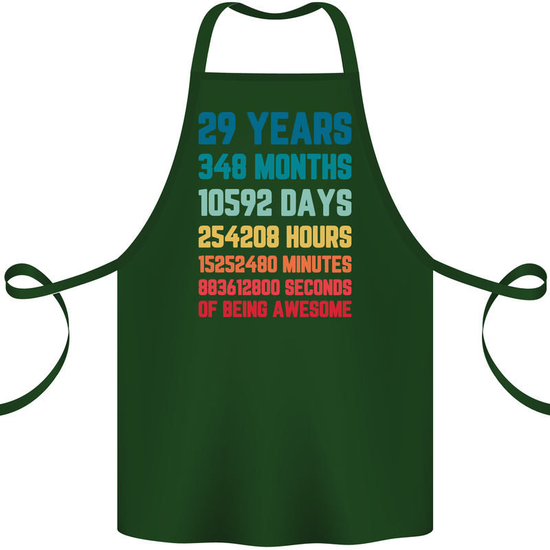 29th Birthday 29 Year Old Cotton Apron 100% Organic Forest Green