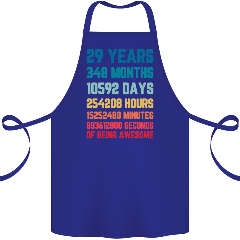 29th Birthday 29 Year Old Cotton Apron 100% Organic Royal Blue