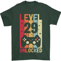 29th Birthday 29 Year Old Level Up Gamming Mens T-Shirt 100% Cotton Forest Green