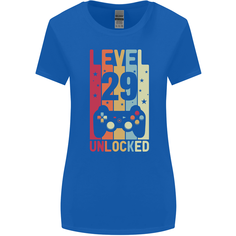 29th Birthday 29 Year Old Level Up Gamming Womens Wider Cut T-Shirt Royal Blue