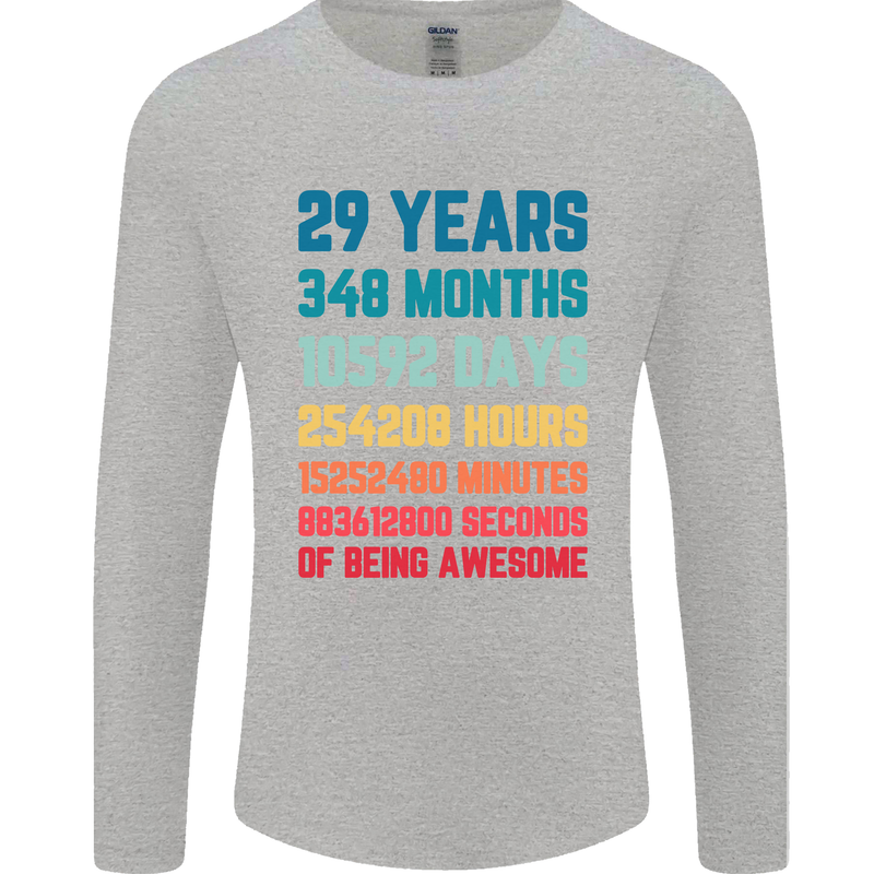 29th Birthday 29 Year Old Mens Long Sleeve T-Shirt Sports Grey