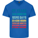 29th Birthday 29 Year Old Mens V-Neck Cotton T-Shirt Royal Blue