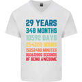 29th Birthday 29 Year Old Mens V-Neck Cotton T-Shirt White